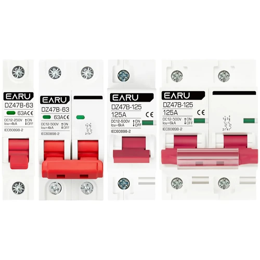 1P 2P DC MCB 12V 24V 48V disjoncteur batterie voiture protecteur DZ47 DC positif négatif pôle Rotection protéger interrupteur isolateur