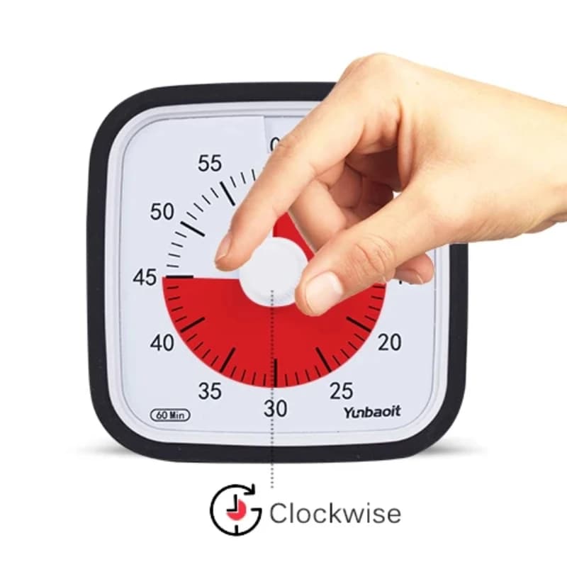 Minuterie visuelle améliorée de 60 minutes avec étui de protection, compte à rebours silencieux pour enfants, vente en gros