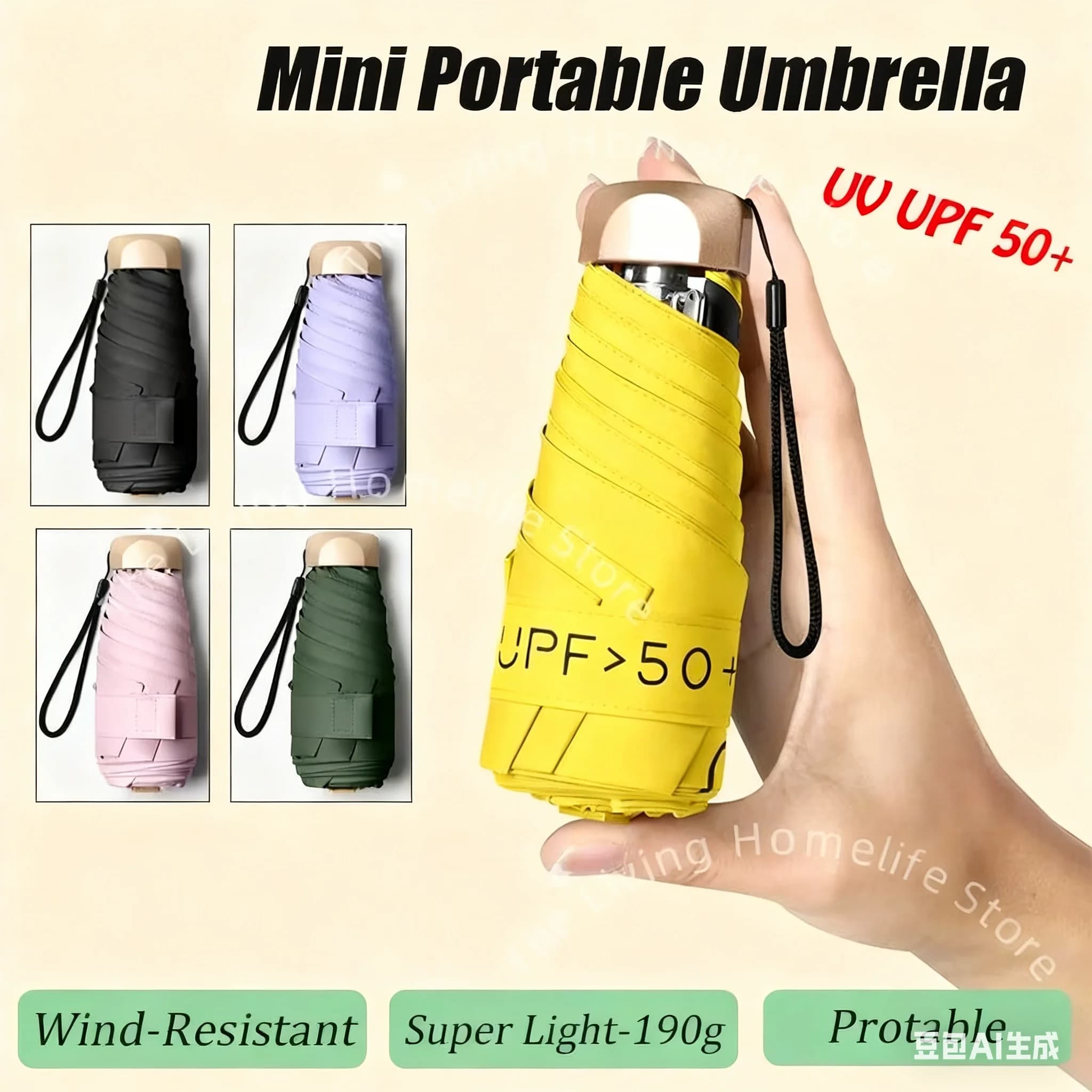 Mini Capsule parapluie petite poche parapluie de pluie vinyle pliant UV Protection contre les ultraviolets Ultra léger double usage parapluie