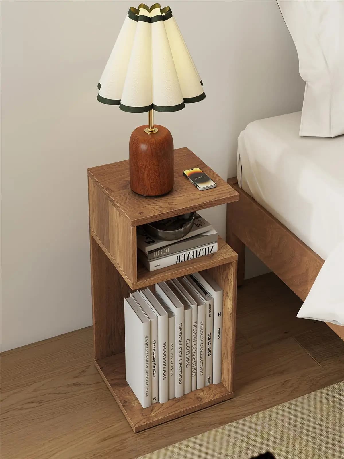 Table d'appoint en bois, table de canapé 3 niveaux, table de chevet, moderne pour salon et chambre à coucher, 33 x 33 x 50 cm