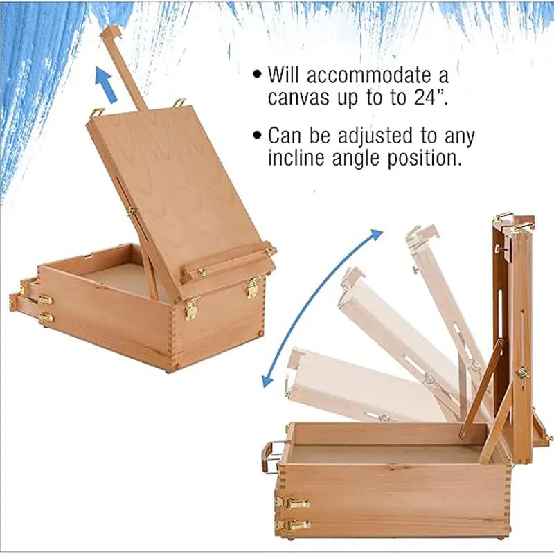 Chevalet de boîte à croquis en bois réglable à 2 tiroirs Extra Large avec rangement chevalets de bureau d'artiste portables pour dessin, peinture,