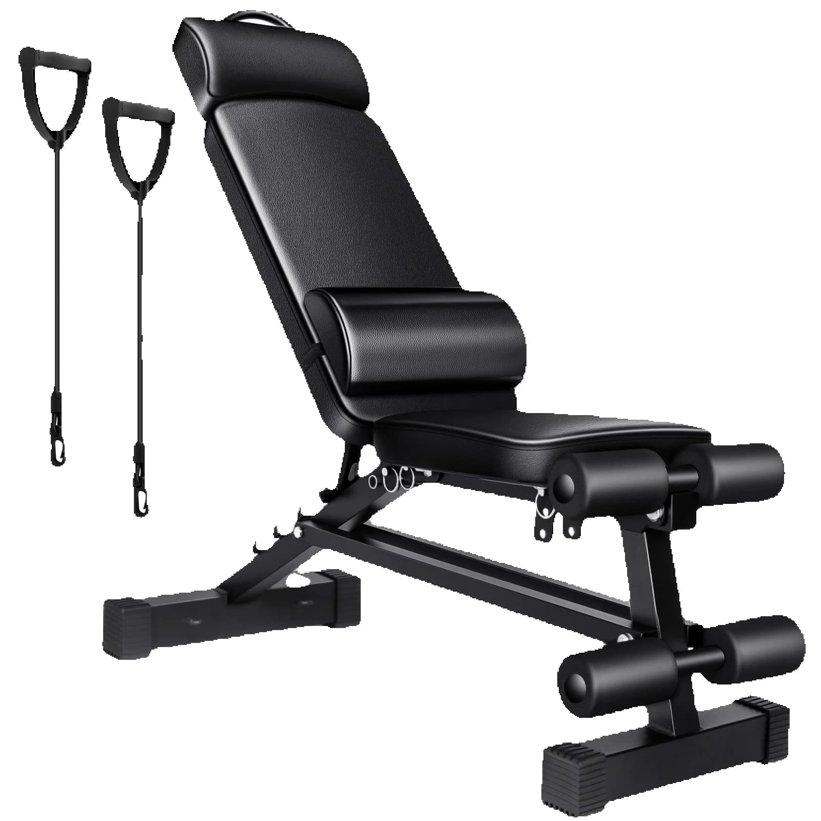 Chaise d'haltères pliable et peu encombrante, dossier et appui-tête réglables en 5 positions, banc d'exercice en acier robuste pour un
