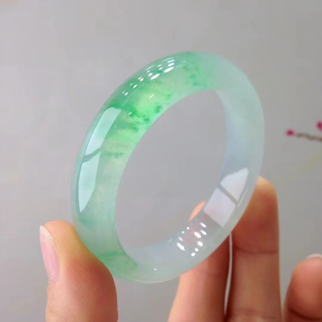 Bracelet de diversification de qualité A pour femme, Gluteti de glace naturel du Myanmar, fleur flottante, poignée vert clair, bijoux de