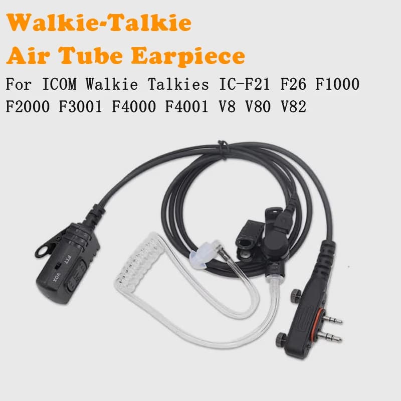 Micro-casque PTT avec écouteur pour talkie-walkie ICOM IC-F16 F21 F26 F1000 F4000 F4001 V8 V80, écouteurs à tube acoustique