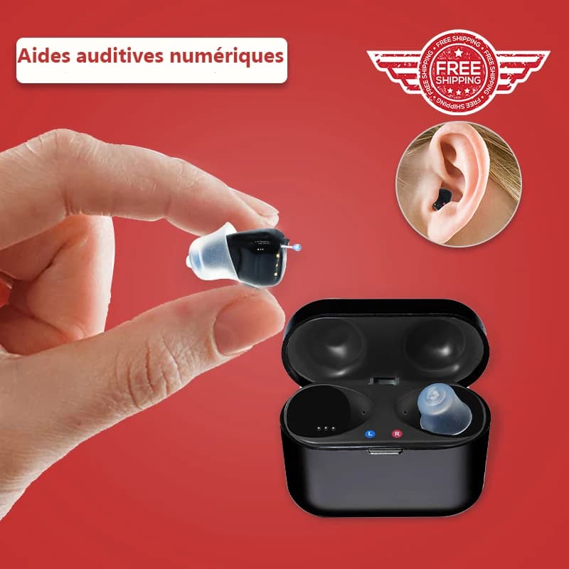 Prothèse auditive Rechargeable Portable, réduction intelligente du bruit SR61, appareil auditif réglable et sans fil pour les personnes sourdes et