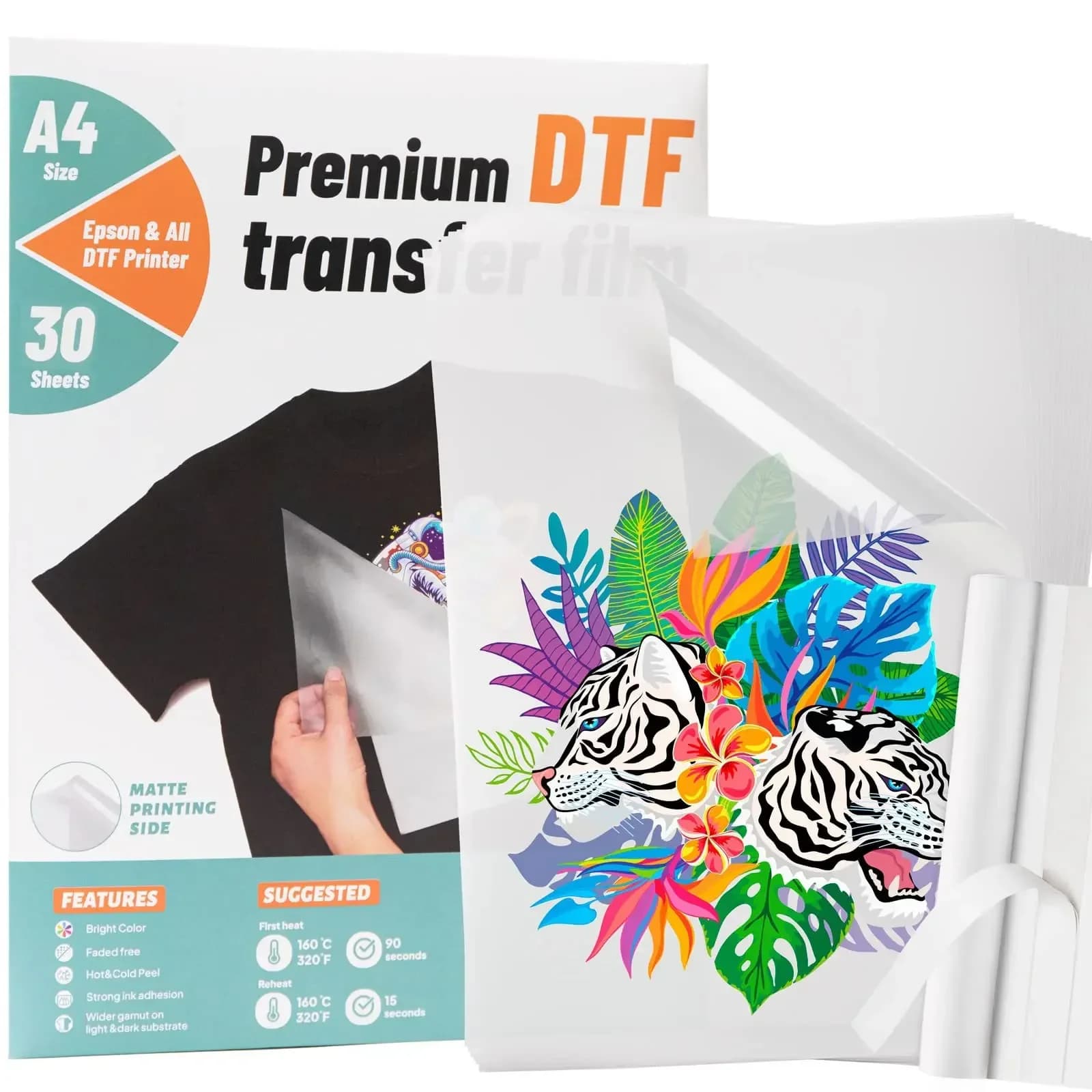 Lucky Goddness A3 A4 100 pièces Film de transfert DTF feuilles de papier de transfert de chaleur PET pour DYI directement sur les T-Shirts sacs