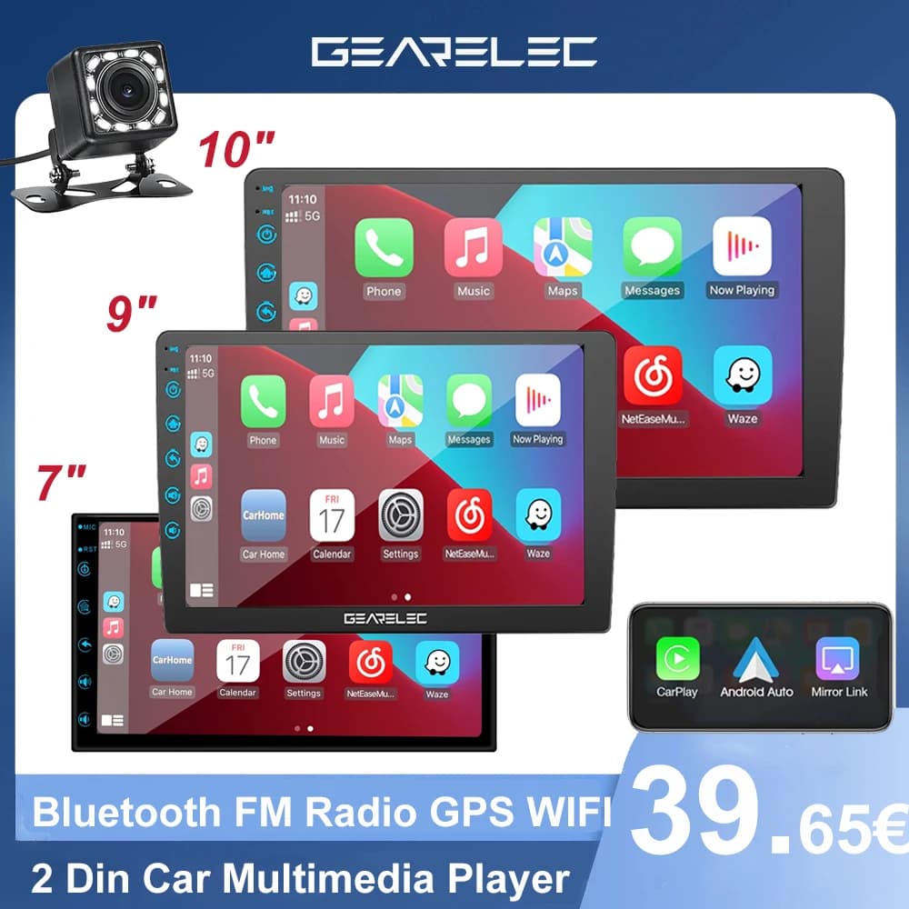 Lecteur vidéo de limitation de voiture, autoradio universel, Android 7, 9, 10 pouces, stéréo 2Din, GPS pour VW, Nissan, Hyundai, Kia, Toyota, Honda