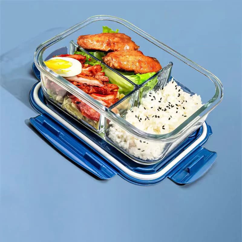 Boîte à déjeuner en verre de 1050ml, nouveau style, boîte à Bento pour micro-ondes, boîte de stockage des aliments, compartiment pour conteneurs