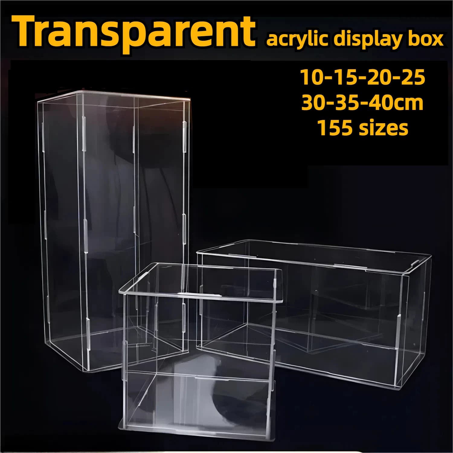 1 pièces, vitrine en acrylique transparent, boîte de comptoir, support organisateur, vitrine de Protection anti-poussière pour figurines