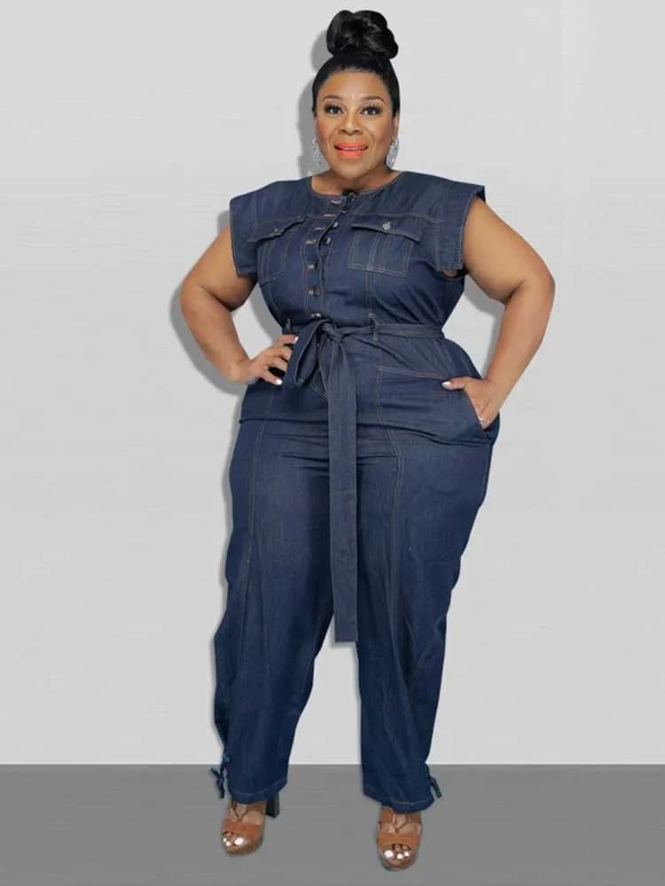 Femmes vêtements été Denim une pièce salopette décontracté élégant longues combinaisons femme pantalon combinaison grande taille Jean