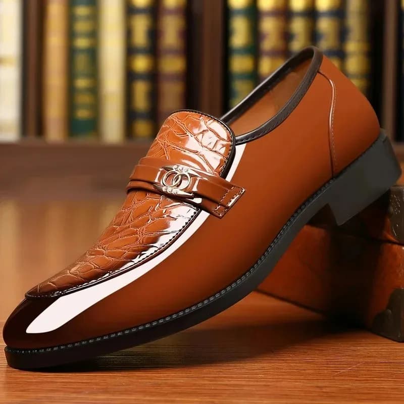 Chaussures habillées à bout pointu pour hommes, chaussures de mariage en cuir verni, Oxfords à enfiler, chaussures de fête, mocassins d'affaires