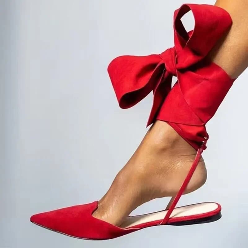 Chaussures pour femmes en promotion 2025 – Sandales d'été à bout pointu pour femmes, à bouche peu profonde, à lacets, sandales plates à bride