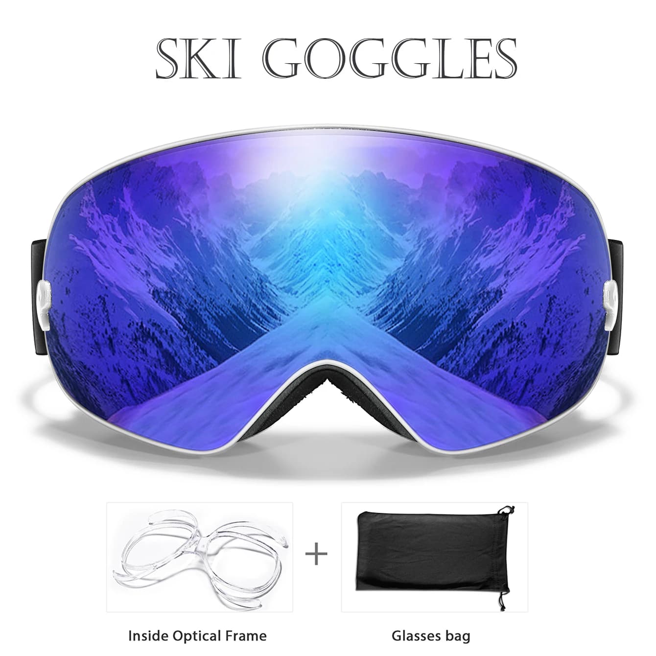 Lunettes de SKI d'extérieur d'hiver pour hommes et femmes adolescents, cadre et sac optiques gratuits, lunettes de Snowboard Anti-buée UV400,
