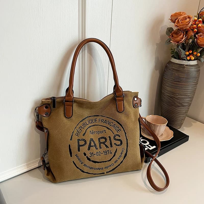Sac en toile Portable pour femmes, nouvelle tendance, mode, lettre, fourre-tout de grande capacité, loisirs, déplacements, épaule unique, portée