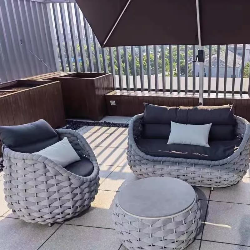 Canapé d'extérieur en rotin, combinaison de cour, chaise Double, terrasse de loisirs, Villa, salon, balcon, siège extérieur, meubles de maison
