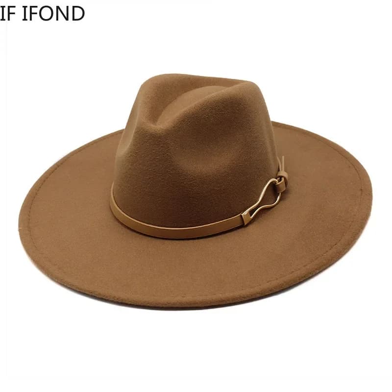 Chapeau Fedora à grand bord pour femmes, 2022 cm, Vintage, kaki, feutré, Jazz, robe formelle d'hiver, 9.5