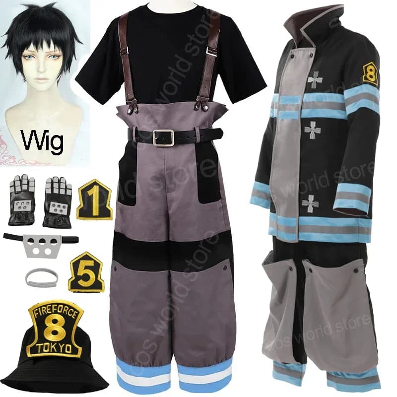 Shinra Kusakabe Costume manteau pantalon vestes Fire Force Cosplay Enen no Shouboutai pompier Asa Boiru uniforme hommes garçons gratuit