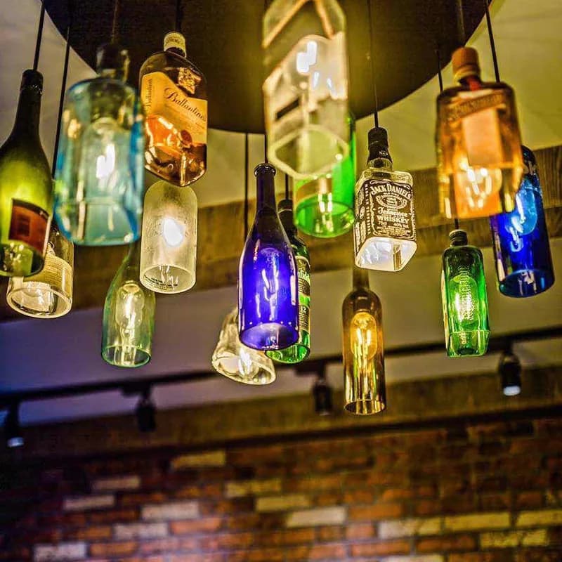 Rétro industriel Loft bouteille de vin pendentif lumières Restaurant café Bar verre suspension lampe magasin de vêtements Lustre éclairage