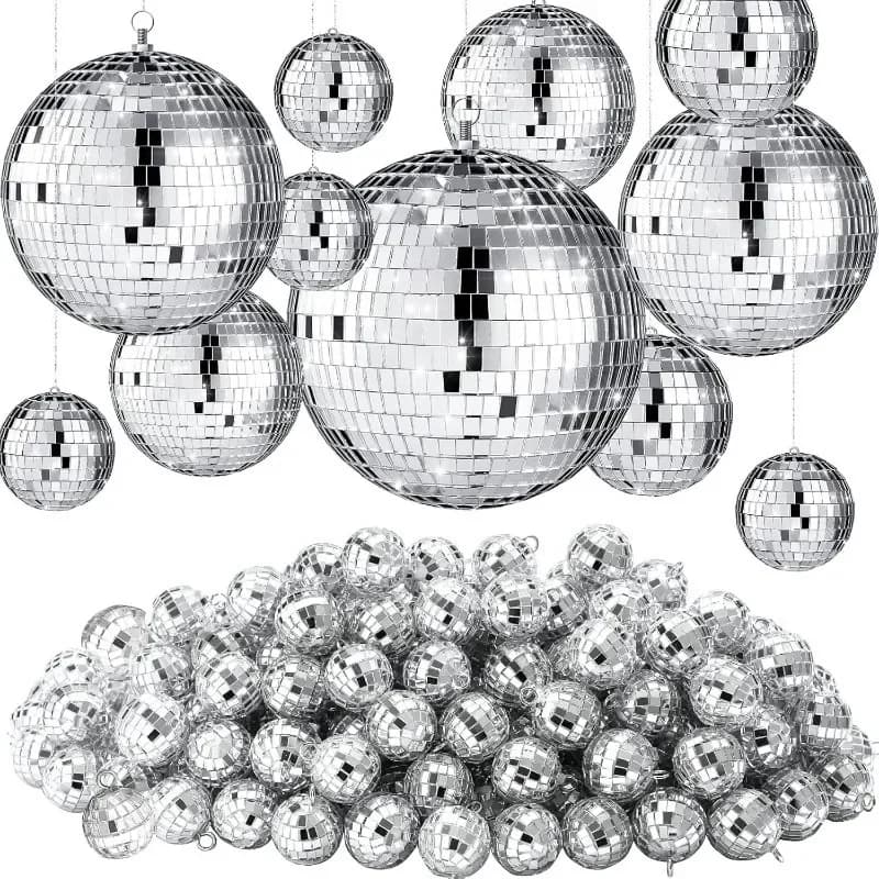 Boule disco miroir de 3 cm à 20 cm, boule brillante pour fête, boule réfléchissante laser, boule en verre scintillante, décorations pour la