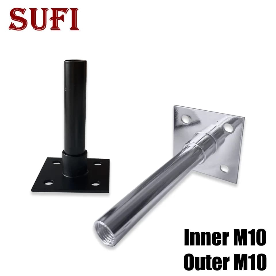 Dia11.5mm Tube droit creux M10 lampe de Table lampadaire Tube de connexion noir argent tige droite avec Base bricolage suspension