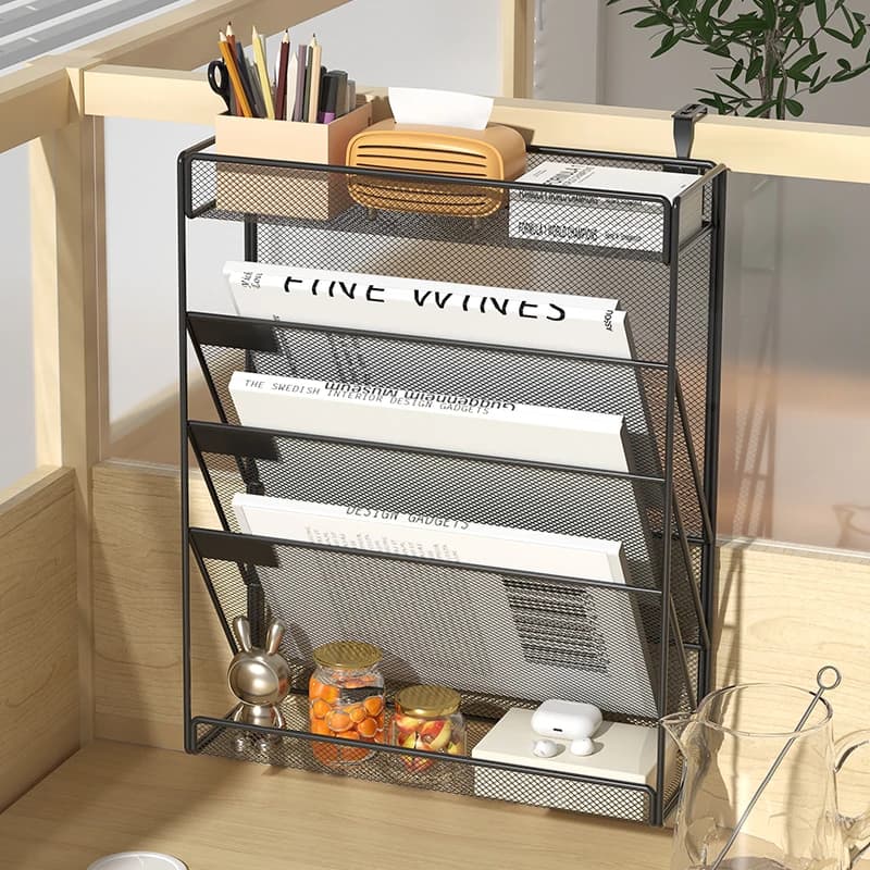 Organisateur de fichiers de bureau en maille à 5 niveaux, support d'organisation de documents mural suspendu, support de support de dossier de papier