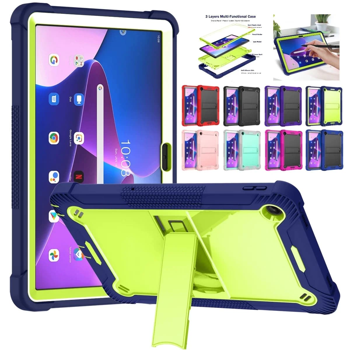 Coque blindée antichoc pour Lenovo Tab M11 K11 TB330FU TB330XU M10 3e génération TB328FU TB328XU 2022 K10 Pro M10 FHD Plus X606F