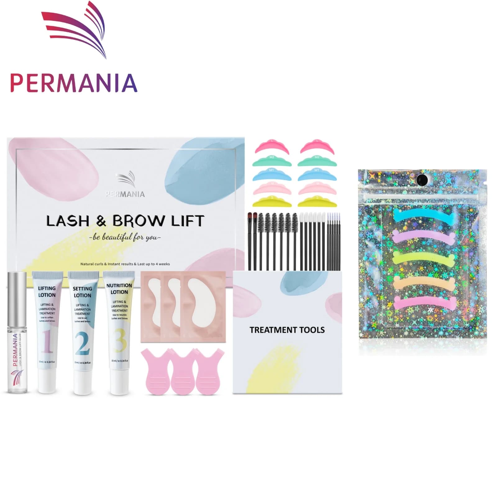 PERMANIA nouveau Kit de levage de cils Kit de stratification de sourcils recourbe-cils Kit de permanente de cils adoucissant ruban de levage de cils
