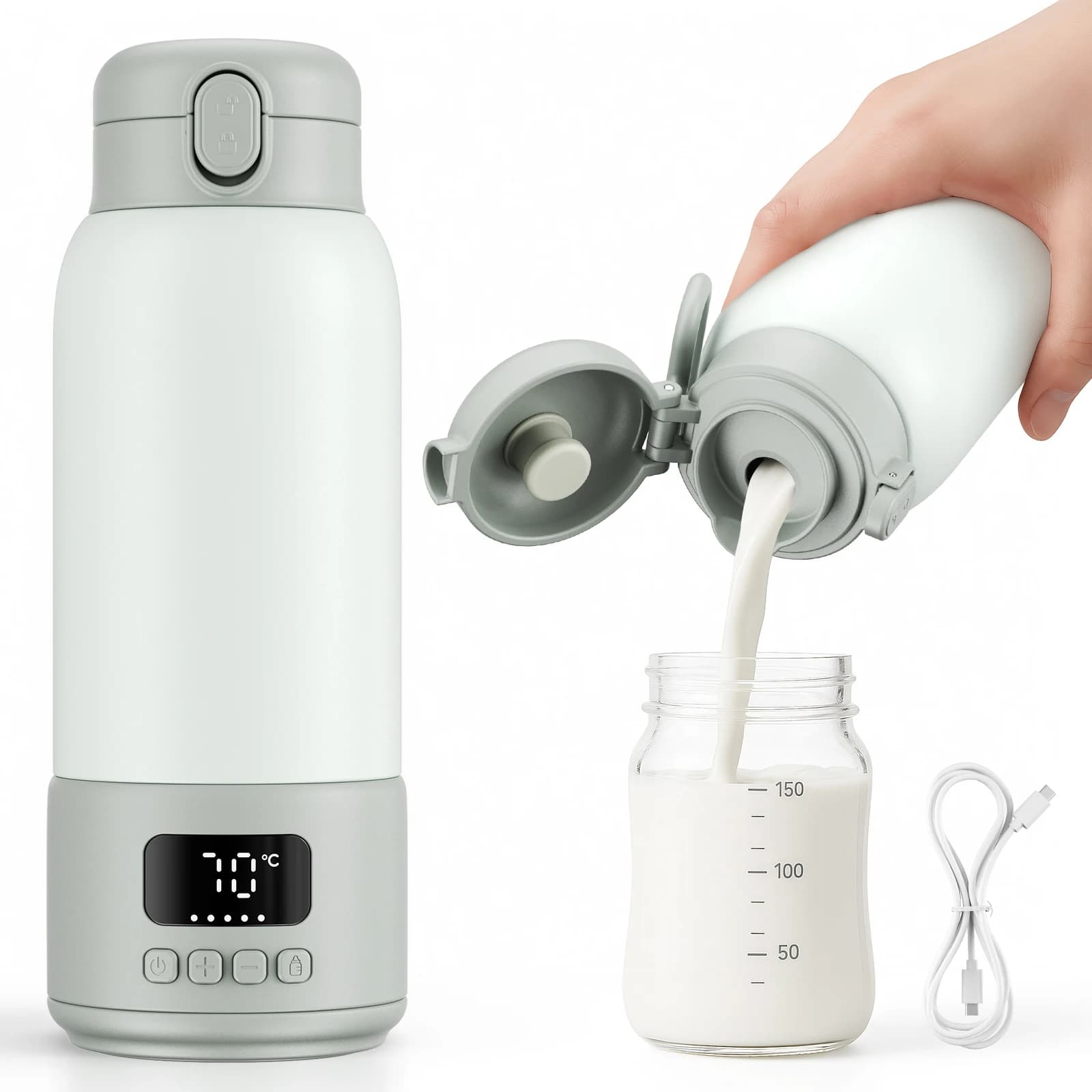 Chauffe-eau à lait USB Portable pour bébé, capacité de 500ml, chauffage rapide, batterie intégrée, chauffe-eau instantané sans fil