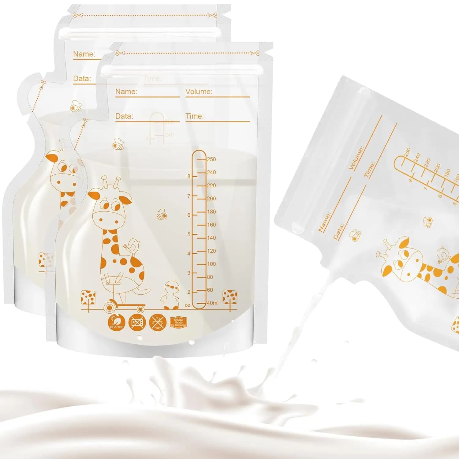 100 sachets de conservation du lait maternel pré-stérilisés, anti-fuite, sans BPA, jetables, pour l'extraction et la congélation