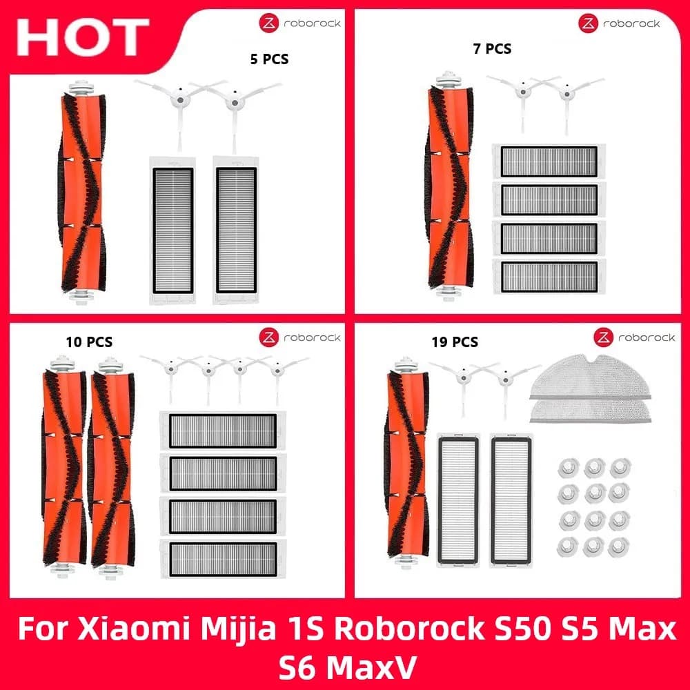 Accessoires pour aspirateur Robot Xiaomi Mijia 1s, Roborock S50, S5 Max, S6, MaxV, S6, filtre Hepa pur, tissu de vadrouille, brosse principale