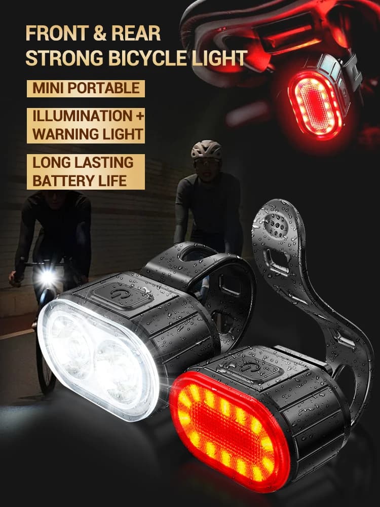 Lampes de vélo rechargeables par USB, lampe d'avertissement de sécurité pour vélo, lampe de poche étanche pour l'extérieur, pour vélos de