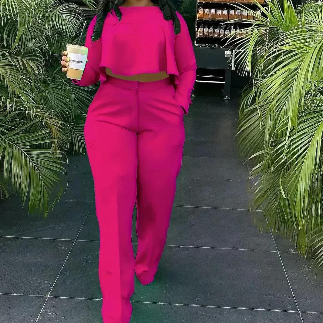 Ensemble deux pièces pour femmes, survêtement Dashiki africain, travail de printemps et d'été, élégant, haut à manches longues, pantalon,