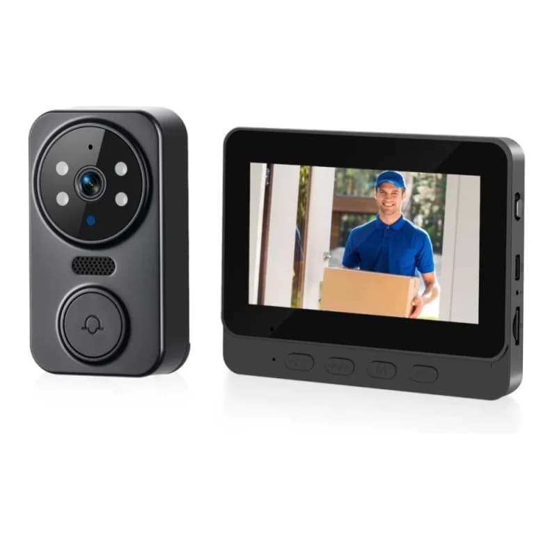 Podofo Sonnette sans fil avec écran IPS 4,3 pouces, vision nocturne, interphone vidéo, moniteur vidéo, interphone bidirectionnel, caméra de