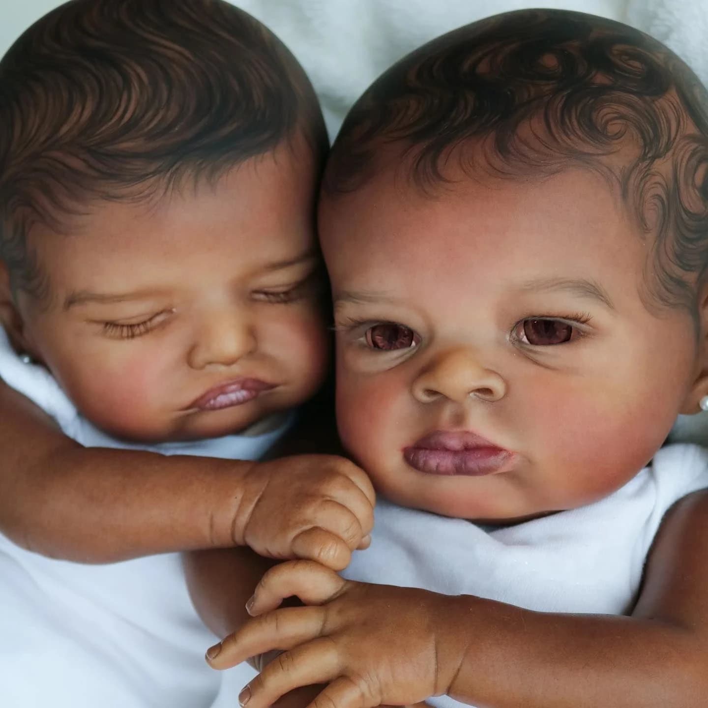 Rosalie et Lanny Bebe Peintes à l'Huile d'Artiste, Reborn, Dark Skin, Lifelike, Real Reborn Butter, 138, 45cm