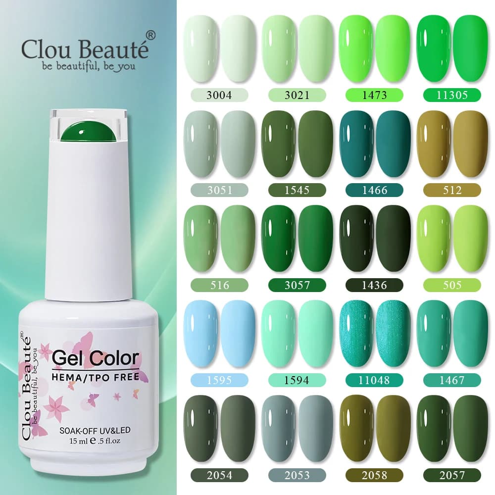 Clou Beaute 15ml HEMA TPO gratuit Gel vernis à ongles brillant foncé armée vert Gel laque Semi Permanent Art organique vernis à ongles Gel