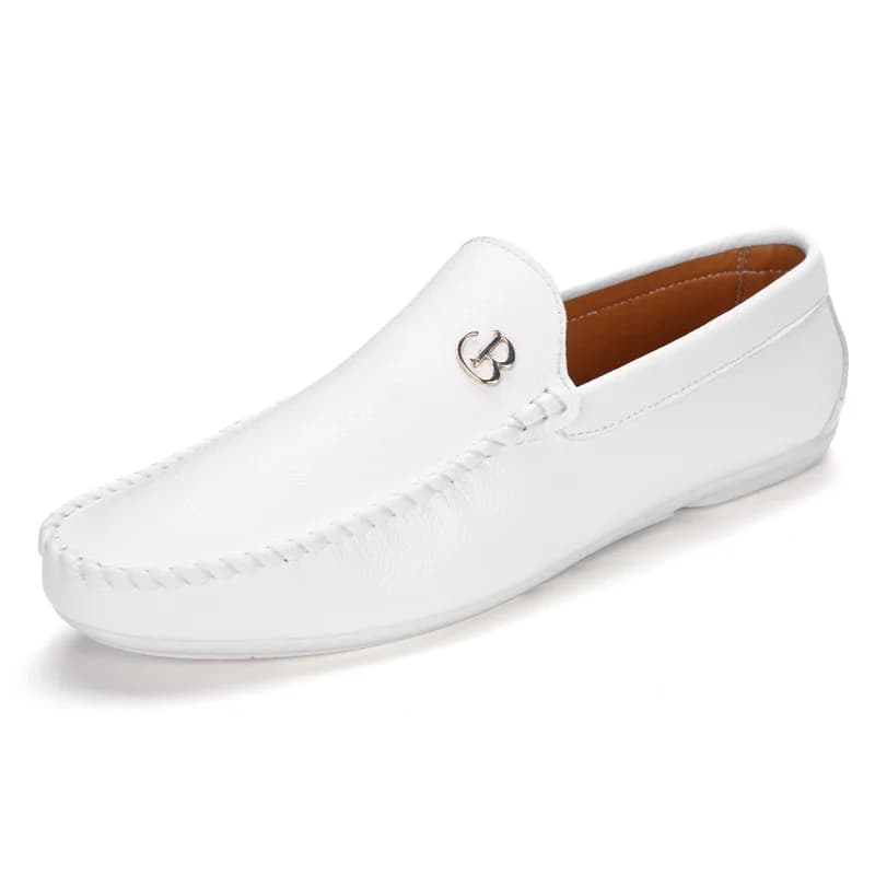 Mocassins en cuir respirant à enfiler pour hommes, chaussures de conduite plates, mocassins décontractés, luxe, designer