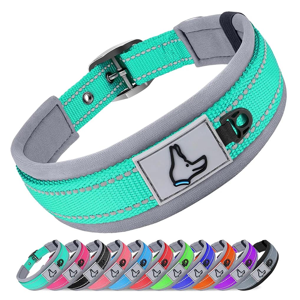 Colliers rembourrés pour chiens de petite, moyenne et grande taille, colliers pour animaux de compagnie doux, réfléchissants, larges, réglables,