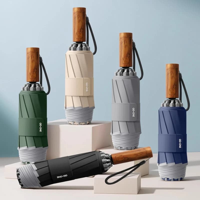 Parapluie automatique inversé anti-tempête à 60 nervures, conception sûre anti-pression avec impression de logo personnalisé, grand auvent double
