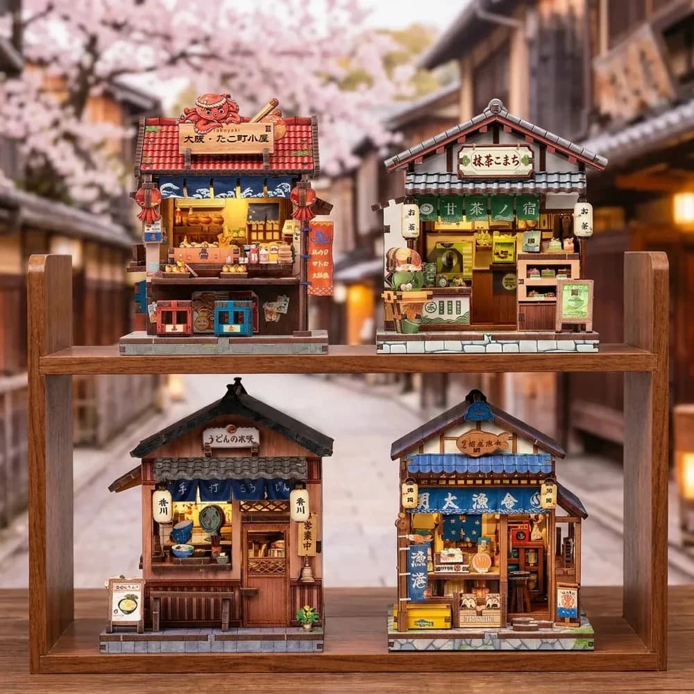 CUTEBEE Kit DIY Book Nook : Mini-magasin japonais, puzzle 3D maison de poupée pour étagère, cadeau artisanal unique pour les amateurs de livres,