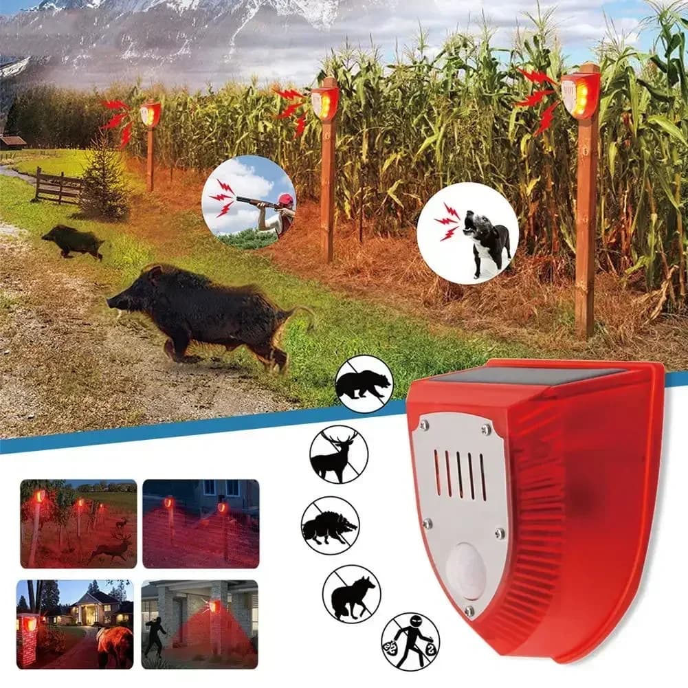 Lumière d'alarme solaire IP65 étanche capteur de mouvement lampe d'alarme extérieure jardin chien aboiement Animal pilote lampe de sécurité pour