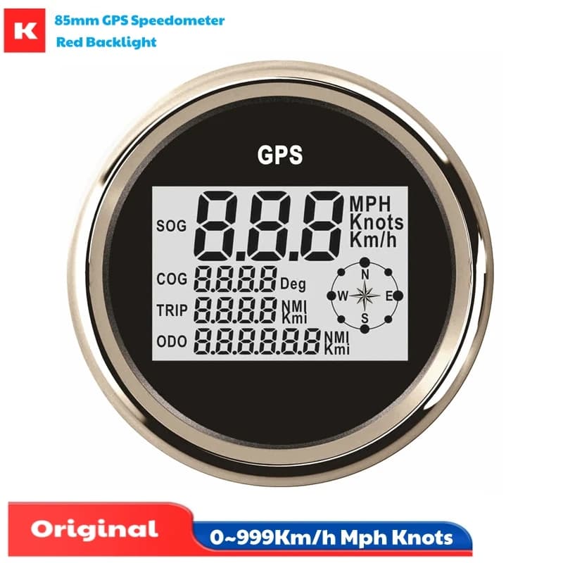 Compteurs de vitesse GPS numériques Sog 0-999 km/h mph nœuds, 85 mm, compteurs de vitesse, odomètres, compteurs de voyage Cog 0-360 degrés avec