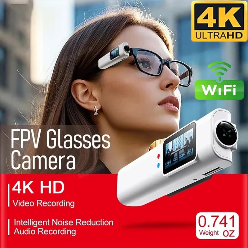 Mini lunettes FPV 4K, prise de vue vidéo, Micro-caméra HD WiFi, casque Intelligent, enregistrement vidéo et sonore, application WiFi