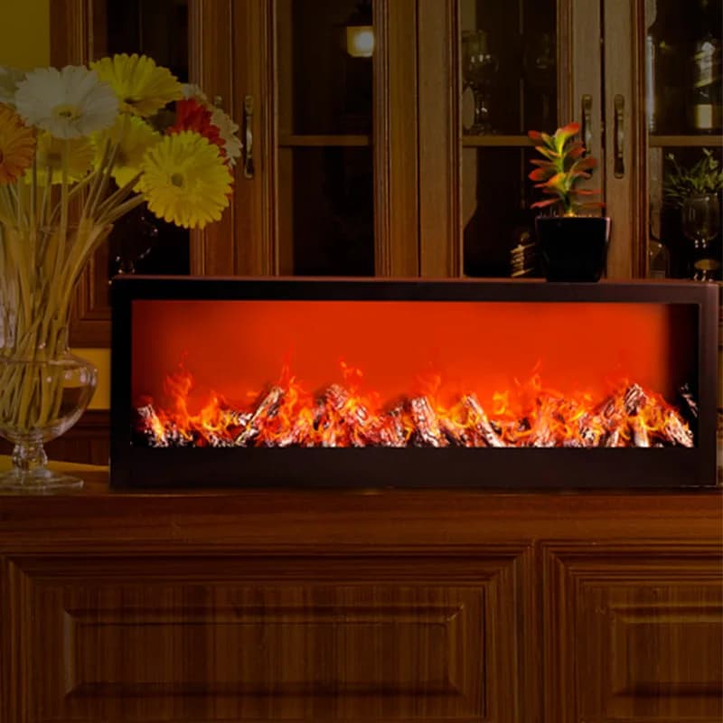 Cheminée LED noir (60*20*10 cm) lumière effet flamme de cheminée simulée