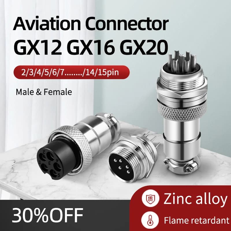 5/10/20Set GX12 GX16 GX20 2 3 4 5 6 7 8 9 10 12 14 15 broches mâle et femelle aviateur prise d'aviation connecteur montage sur panneau