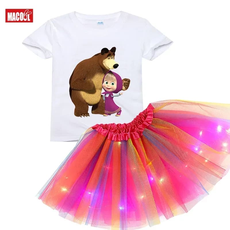 Ensemble de robe Tutu d'été pour filles, t-shirt d'anniversaire, robe Tutu pour enfants, ensemble de fête légère, Costume de noël pour petites
