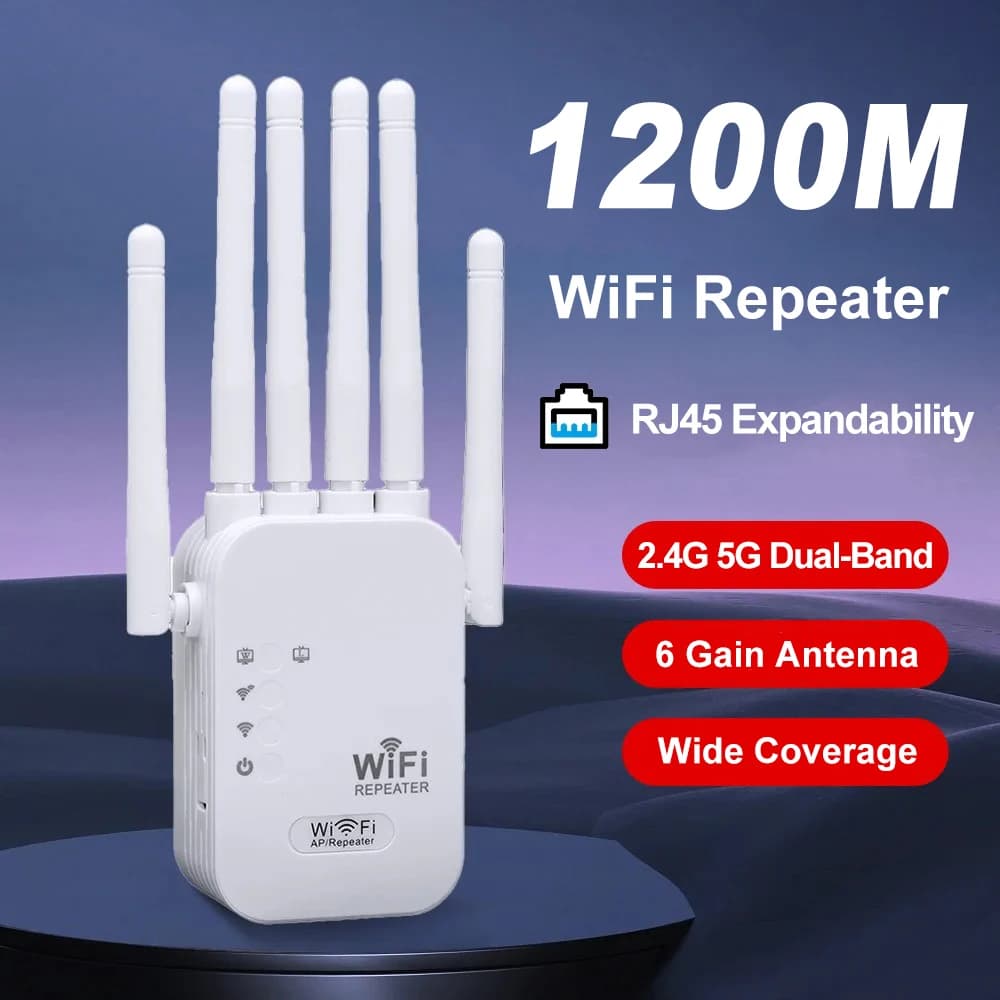 Répéteur WiFi sans fil 1200Mbps, extension de portée WIFI, Booster de Signal WiFi 2.4G 5G, réseau double bande 802.11ac, amplificateur WiFi