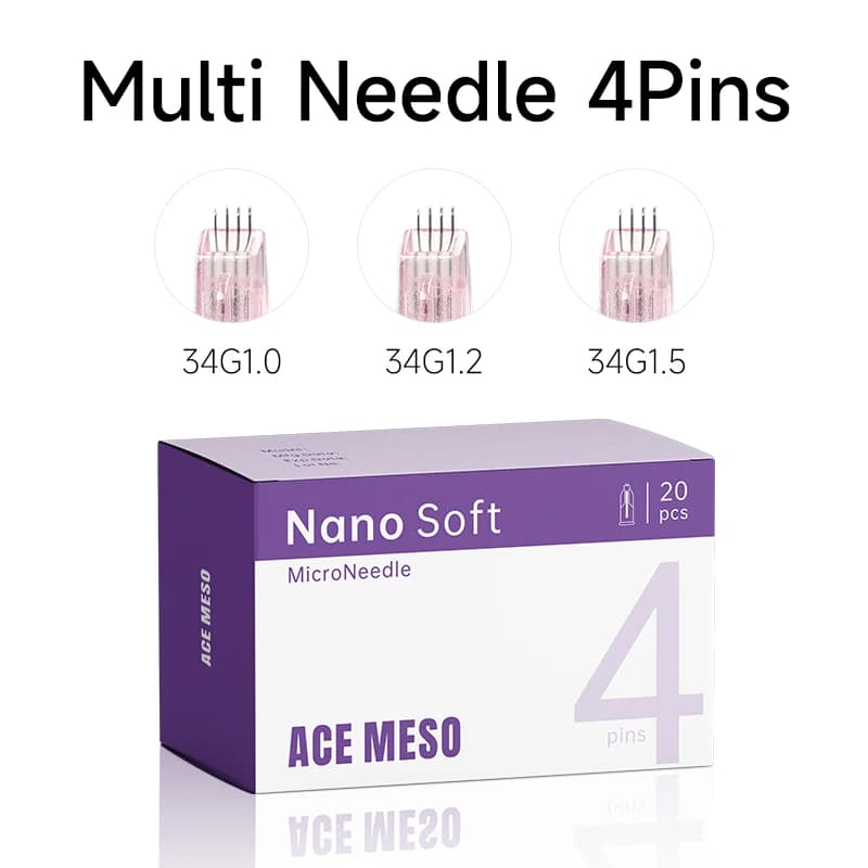 Livraison rapide Nano doux 34g 1.0/1.2/1.5 4 broches Microneedle indolore stérile emballé Micro quatre mains aiguille de beauté super fine