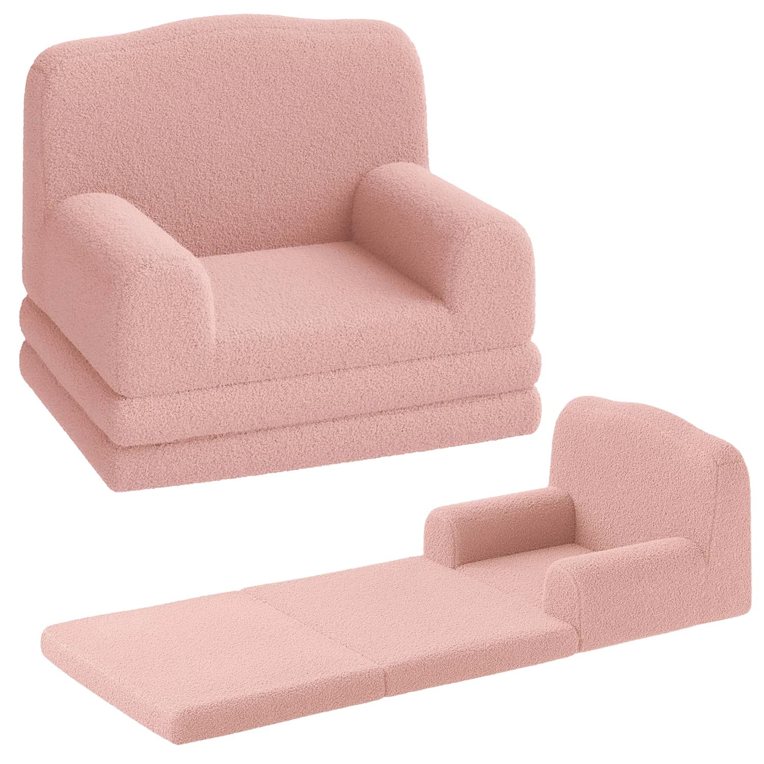 Fauteuil de lecture pour enfants, canapé convertible Sherpa pour tout-petits, canapé-lit pliable avec housse lavable, design couronne pour salle de