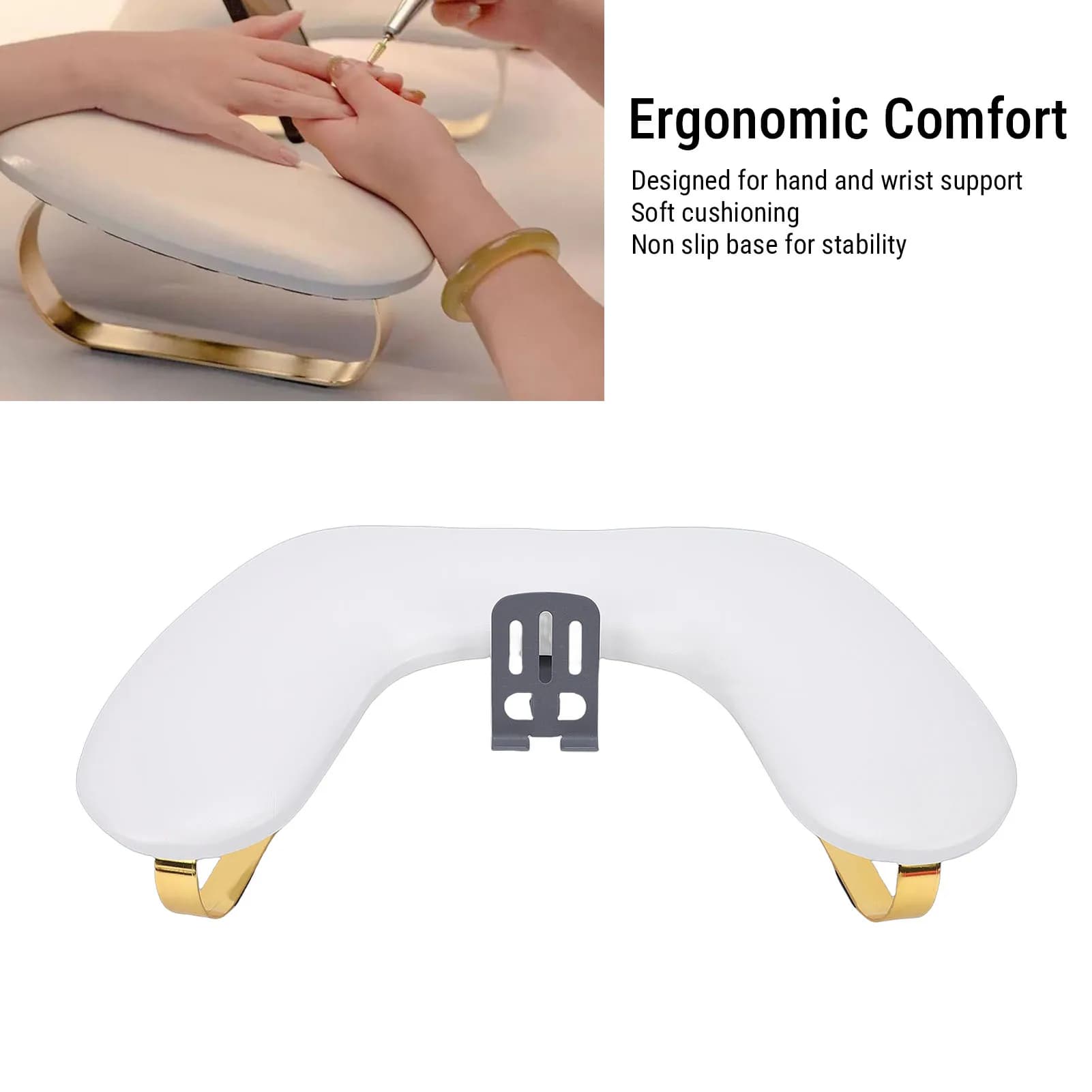 Repose-bras pour technicien ongulaire en cuir PU en forme de U, repose-main de manucure avec support de téléphone réglable, repose-bras pour ongles