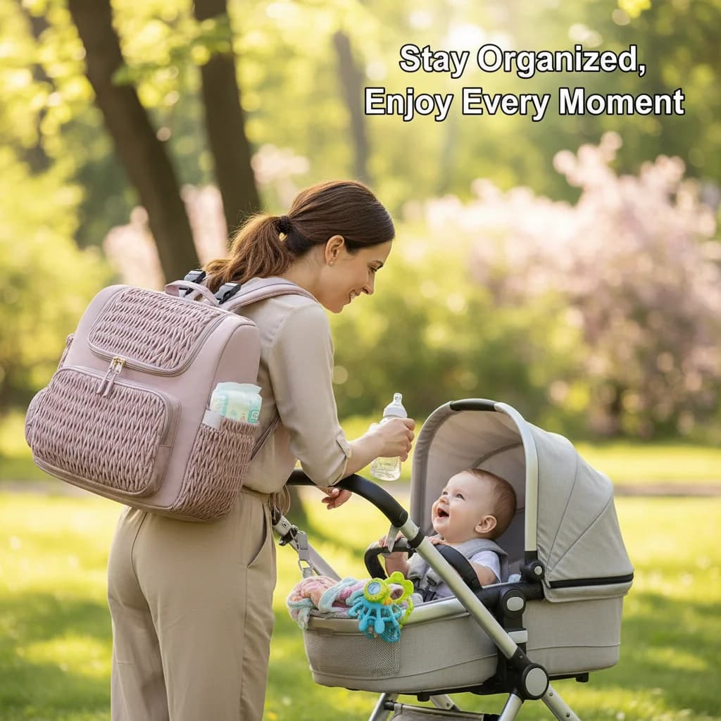 Sac à dos multifonction pour couches de bébé, avec sangles de poussette et matelas à langer, sac de maternité de grande capacité avec poche
